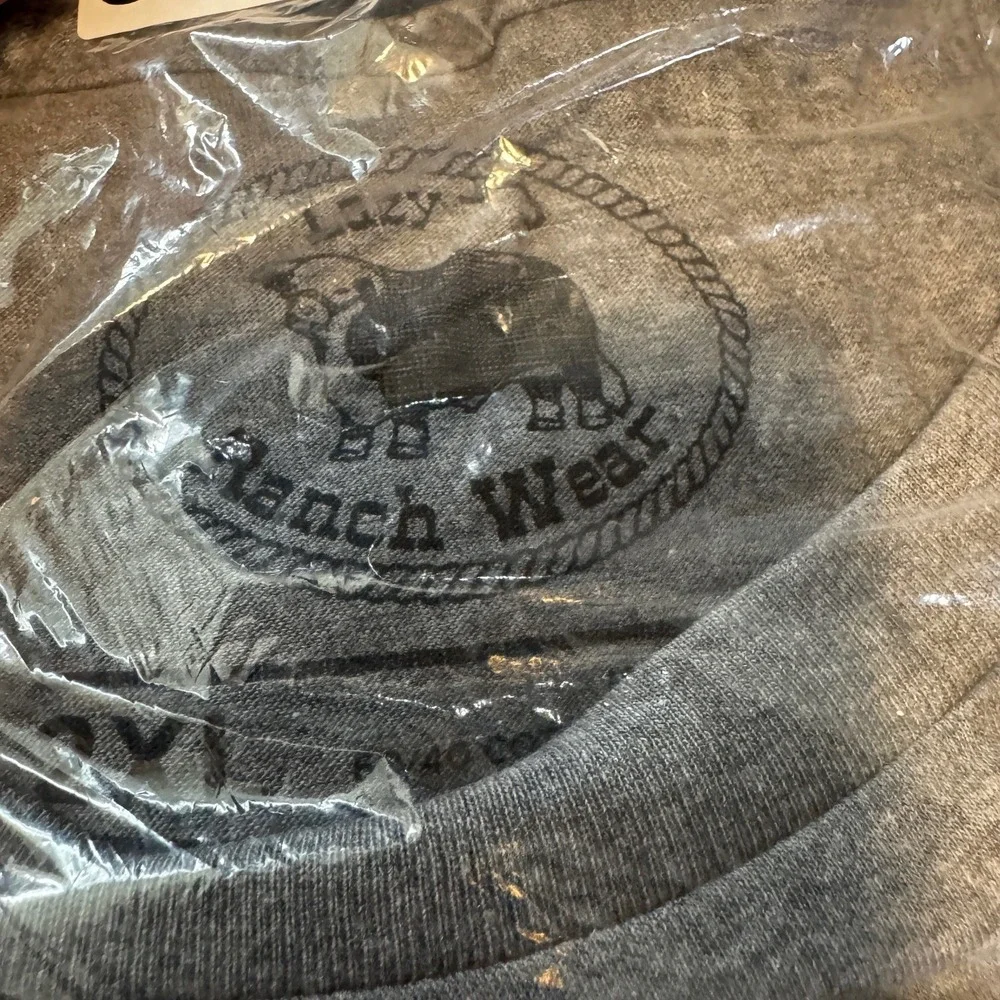 NEW Lazy J Ranch Wear American Best Banner T-Shirt Mens XXL Gray Cowboy USA Made